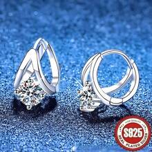 1 par de pendientes de mujer de plata de ley 925 hipoalergénicos, con diseño minimalista, único, elegante y lujoso, con un retoque delicado y brillante, con circonita cúbica de cuatro garras y línea de doble borde, adecuados para uso diario, ocasiones festivas y como regalo - 1 par de pendientes divididos de doble línea - Ver 3