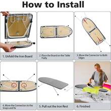 Tabla de Planchar Plegable,Ironing Board con Marco Hierro Funda,para Usar sobre la Mesa o la Cama,algodón Acolchada Resistente a Las Quemaduras Lavable, Duradera - 1 - Ver 6