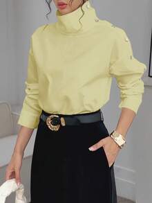 Blusa de unicolor de diseño elegante para mujer - Amarillo - Ver 8