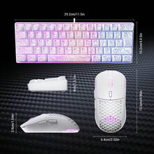 7KEYS 60% Gaming Keyboard, Numeric Keypad And Mouse Set. This Mini Gaming Keyboard Has 61 Keys And Features True RGB Backlighting. Suitable For Computer Gamers/Players, Typists, Travelers And Business Travelers. It Is Easy To Carry. - G61 White Contour Lines + M32 White Contour Lines - View 6