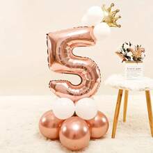 32 Inch Large Gold Foil Number Balloons 5, Suitable For Birthday, Wedding, Graduation, Opening Ceremony, Party, Anniversary And Holiday Decoration (Gold, Rose Gold 32 Inch - 5) - Multicolor - View 6