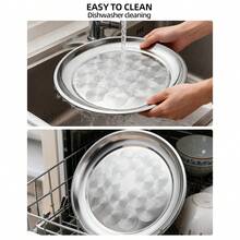 2/4/8件套不锈钢圆形大餐盘（30厘米），大容量食物托盘，加厚，可用洗碗机清洗 - 适用于家庭和餐厅 - - - 查看 6