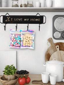 100pcs/30pcs/10pcs/1pc Laser Holographic Resealable OPP Bags, Reusable Packaging, Jewelry Retail Bags, Gift Bags, Christmas - Multicolor - View 5