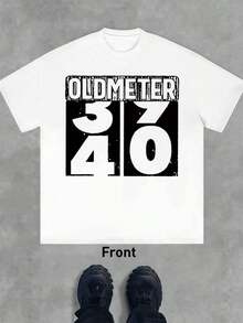 T-shirt graphique Oldmeter, tend ance, 100 % coton, imprimé original, décontracté et respirant - Blanc - Voir 2