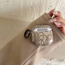 Wave Ripples Minimalist Black Line Earphone Case Compatible With Airpods Pro 3/2, Protective Cover Compatible With Apple Pro 3rd/2nd Generation Wireless Bluetooth Earphones, Anti-Fall, Transparent - Grey - View 2