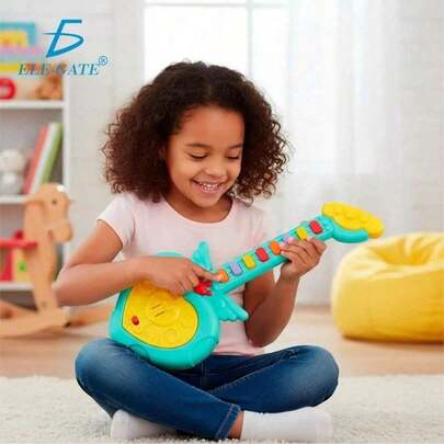 ELE-GATE Juguetes para niños / regalos de cumpleaños-Mini Guitarra en Forma de Corazón con Sonido y Luz RGB
