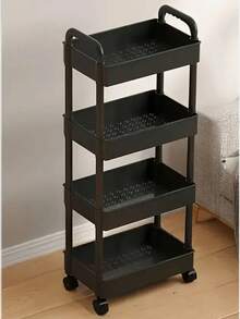 Multi-Tier Rolling Storage Cart - Compact Design Saves Space, Sturdy Plastic Structure, Suitable For Kitchen, Bathroom, Bedroom, Office, Warehouse, Garage - Easy Assembly, Multi-Functional Multi-Tier Shelving, Home Storage Rack - Car Storage Rack/Black - View 9