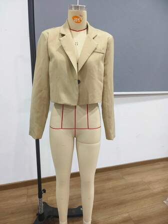 Women's Lapel NeckLong Sleeve Solid Color Short Blazer Jacket