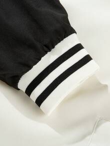 Chaqueta de béisbol monocromática para mujer: versión informal y holgada, adecuada para actividades al aire libre de primavera y otoño. - Albaricoque - Ver 3