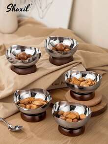 shoxil 1pc Stainless Steel Dessert Cup, Snack Plate, Date Palm Plate, Dessert Bowl, Irregular Bowl Edge, For Home, Entertaining Guests, Dining, Restaurant - Cup - View 5