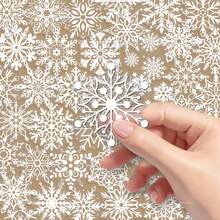 50pcs Winter Minimalist White Snowflake Transparent Decorative Stickers, DIY Vase, Envelope, Desktop, Korean Style - Multicolor - View 7