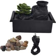 Adorno de fuente,.0 x 4.x 4.3 pulgadas, cascada suculenta, decoración del hogar, fuente de mesa con luz LED, fuente de agua de escritorio con de alimentación USB para decoración - 1 - Ver 7
