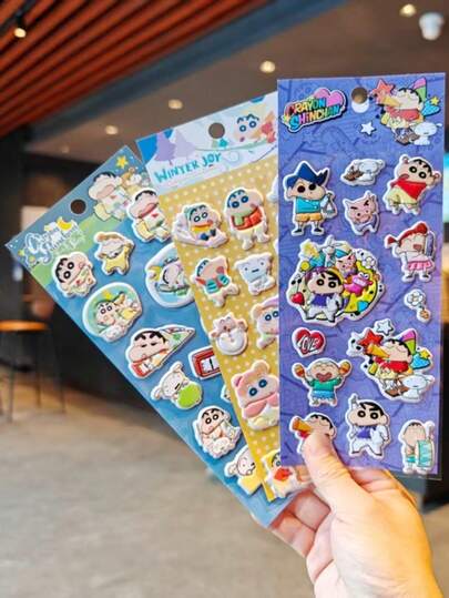 1张随机挑选的蜡笔小新卡通装饰泡泡贴纸，可爱DIY贴纸，适用于日记本和相册（颜色随机）