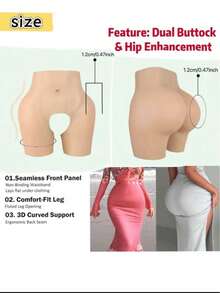 Quần đùi nâng mông bằng silicon, quần đùi đạp xe định hình cạp cao, thiết kế liền mạch vô hình cho cả nam và nữ, độ dày có thể điều chỉnh, nâng mông, thích hợp mặc hàng ngày và tập luyện, định hình sự tự tin - Màu be - Xem 3