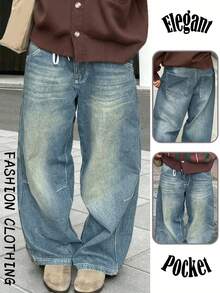 Women's Stretch Blue Low-Rise Flared Jeans, Y2K Fashion Vintage Casual, 2026 Spring And Summer, New Year And Valentine. - Blue - View 2