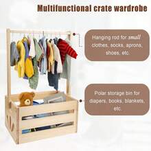 1pc Wooden Storage Basket With Handle,Shower Crate Closet Clothes Organizer Basket, Portable  Clothes Hat Rack,Pregnancy Gifts For New Parents. - 紫紅色 - 查看 3