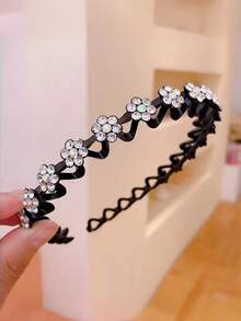 4 pezzi Elegante fascia per capelli/cerchietto decorato con fiori in strass antiscivolo, adatto per ragazze - Accessori per capelli decorativi floreali - Adatto per uso quotidiano, feste e occasioni speciali - Multicolore - Visualizzare 5