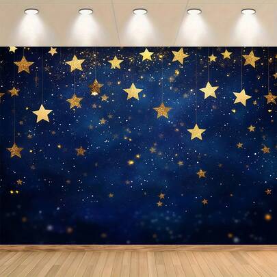 1 multifunktionell festdekorationsbakgrund med blå stjärnhimmel, lämplig för festliga tillfällen, nyårsfiranden, fotobakgrunder, olika högtidsfiranden, födelsedagar, bröllop, årsdagar, rumsdekoration, studiorekvisita