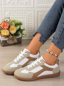 Casual Flat Sneakers For Teens, Fashion Sporty Versatile Soft Sole Running Shoes, Spring/Autumn - White - View 3