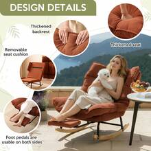 Rocking Chair With Footstool, Garden Rocking Chair, Recliner, Living Room Reading Chair With Upholstered, Adjustable Backrest, Patio Rocking Chair, Up To 200 Kg, For Garden, Yard, Bedroom - trái cam - Xem 3