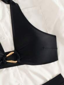 Conjunto de bikini de playa, manantial y vacaciones sexy y de moda para mujeres, al por mayor - Negro - Ver 4
