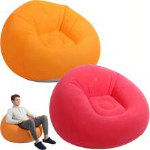 1个舒适充气豆袋椅，便携式PVC休闲椅，多种颜色可选，天鹅绒材质，适用于客厅、卧室、阳台、阅览室以及露营、野餐、音乐节等各种户外活动。