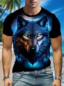 3D Wolf Graphic Print Men's Casual Short Sleeve T-Shirt - Breathable Polyester Knit Fabric, Round Neck, Unisex Adult Fashion Top For Daily And Leisure Occasions - Màu sắc hỗn hợp - Xem 6