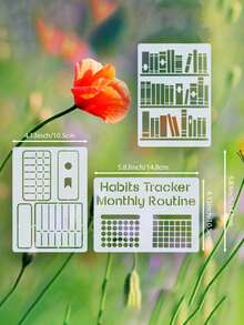 4pcs Diary Notebook Templates, 5.83*4.13 Inch Bookshelf Templates, Honeycomb Templates, Layout Templates, Tracker Templates, Mini Habit Trackers For Diary And Planner, Reading Planner And Bujo, Diary Scrapbook DIY Drawing Templates, Planner Templates