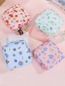 Large Capacity Sanitary Pad Storage Bag, Tampon Storage Bag, Square Sanitary Pad Storage Bag, Cartoon Pattern Storage Bag, Portable Menstrual Products Set, Women Sanitary Products Bag - Multicolor - View 6