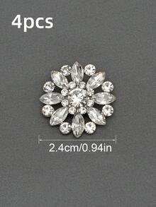 2/4 piezas Juego de botones de cristal de 19/24 mm con rhinestones, cubiertas de botones desmontables con clip, botones decorativos de cristal con alicates, adecuados para vestidos, trajes, batas, camisas y otros accesorios, gris carbón - Multicolor - Ver 8