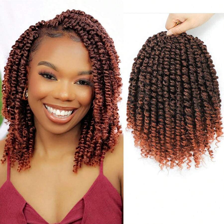FULCRUM 6-24 Inch Passion Twist Crochet Braiding Hair Pre-Twisted Passion Twist Hair Pre-Looped Bohemian Crochet Braids Ombre Synthetic Fiber Hair Extensions For Women & Girls - Ginger - View 1