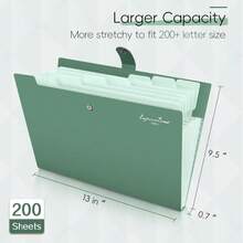 Sooez Elegant Accordion File Organizer, 8 Pocket Expanding File Folders With Labels, Portable Folder For Documents, Cute Paper Organizer For School Office Supplies, Letter Size, Dark Green - ColorE - 查看 3