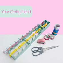 Portable Foldable Dual-Roll Tape Cutter - Durable Blue Plastic Multi-Roll Ribbon Cutter For Packaging, Crafts, Gift Wrapping - Compact Ergonomic Design - Multicolor - View 5