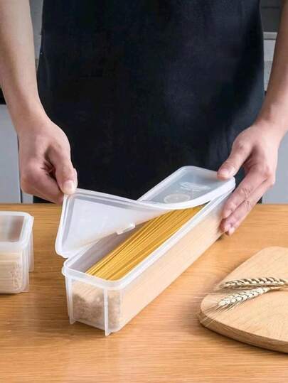 1 pieza Caja de almacenamiento de alimentos de PP sellada, recipiente cuadrado transparente hermético apto para fideos, frutas y verduras