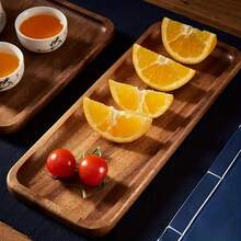 1 pieza Tabla de queso/bandeja de servir de madera de alta calidad, plato multiusos para sushi, postres, aperitivos, pan, pasteles, bebidas, velas, decoración del hogar, utensilios de cocina, adecuado para todas las estaciones, picnics - Marrón - Ver 10