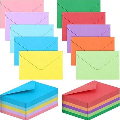 24/60 piezas Sobres de tarjeta de regalo de colores mixtos, mini sobres de varios colores - para invitaciones de eventos y fiestas, tarjetas de felicitación, sobres autoadhesivos, sobres para tarjetas de presentación, mini sobres de bolsillo para notas, adecuados para uso escolar, oficina y hogar