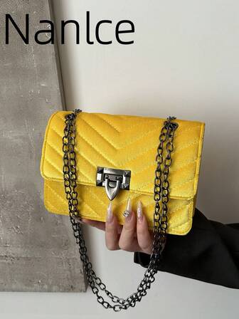 Solid Color Fashionable Luxury Shoulder Bag Elegant Printed Vintage Style Flap Wallet, PU Crossbody Bag, Women's Daily Carry