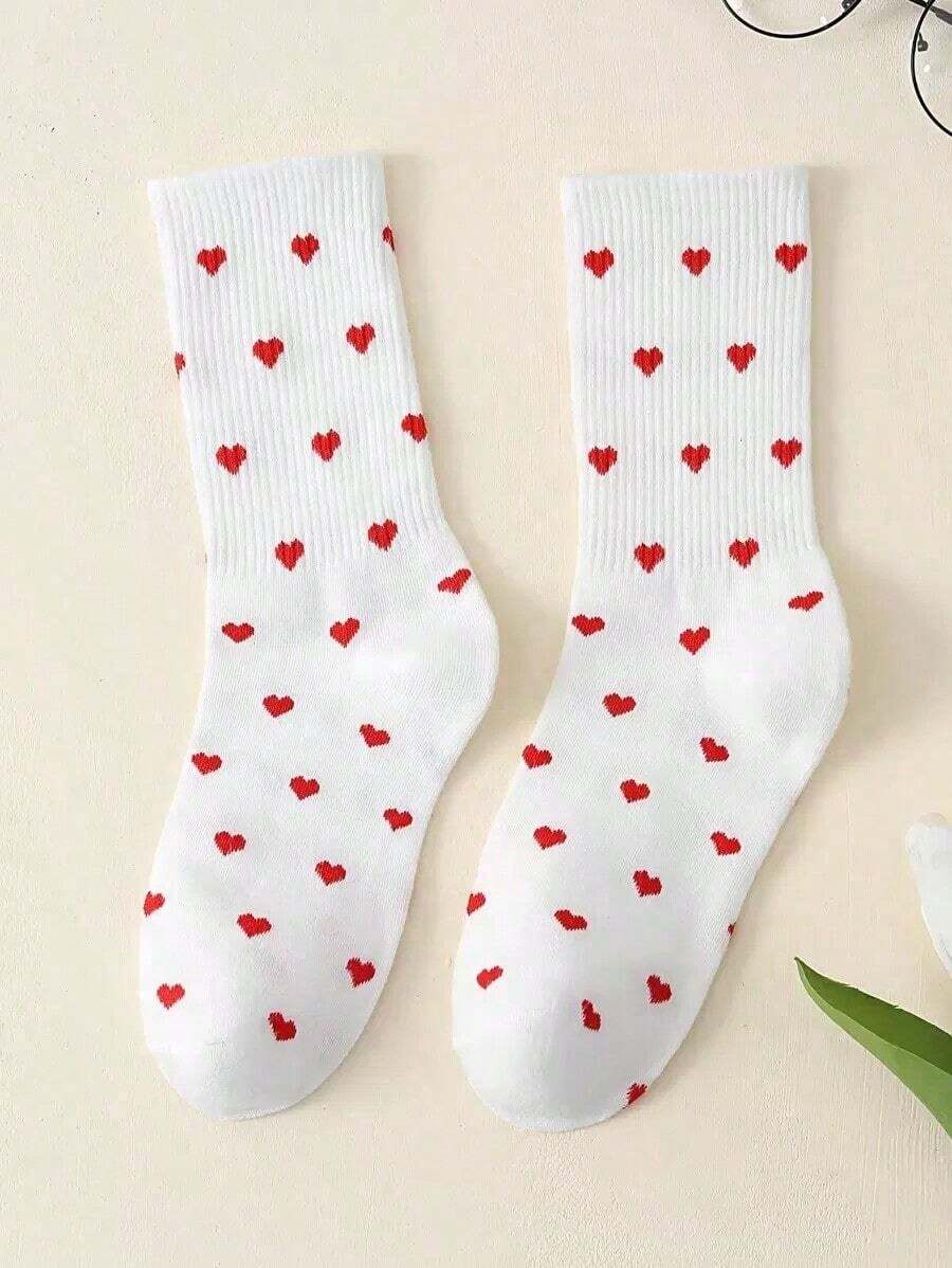 Heart Pattern Crew Socks, Fall Socks - Nhiều màu 2 - Xem 1