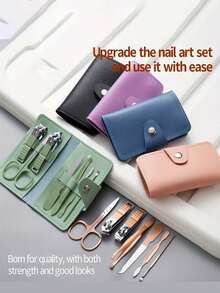 4/7件套美甲套装，旅行美甲工具套装，男女通用指甲钳，专业指甲剪套装 - 彩色 - 查看 1