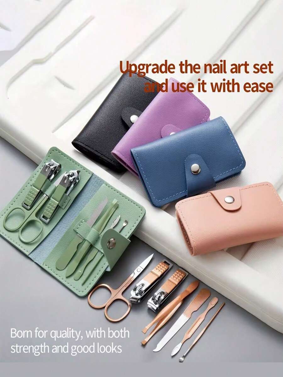 4/7件套美甲套装，旅行美甲工具套装，男女通用指甲钳，专业指甲剪套装 - 彩色 - 查看 1