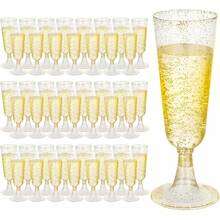 10pcs 5.5oz Reusable Plastic Gold Glitter Champagne Glasses, Wedding Cups, Party Cups, Beverage Cups (Champagne Flutes, Wine Glasses, Plastic Cups, Birthday Cups) - Multiple Colors/random Styles - View 15