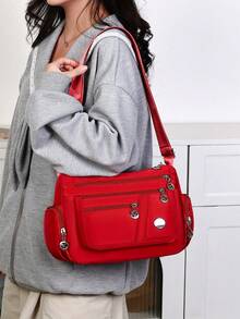 Women's Crossbody Bag, New One Shoulder Bag, Women's Casual Backpack, Middle-Aged Mother Bag, New Large Capacity Bag, Fabric Handbag, Shoulder Design, Large Capacity, Suitable For Daily Use, Commuting, Travel And Tourism - Multicolor - View 2