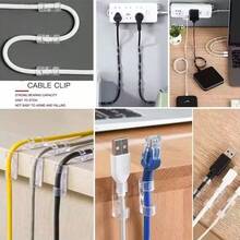 160pcs/40pcs/20pcsClear Cable Clips - Self-Adhesive ABS Cable Management Organizer For Under Desk & Wall Wire Holder, Home Office Car TV PC Ethernet USB Charging Data Line, And For Christmas LED Light Clips Indoor/Outdoor (Assorted Sizes) - Clear - View 11