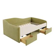 Upholstered Sofa Bed, 90 X 190 Cm, Multifunctional Bed With Two Drawers And Hanging Rails, Soft-Touch Velvet Upholstery, Mattress Not Included, Dark Green And Cream White - Olive Green - View 5