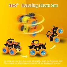 8/4 Pcs Friction Drive Monster Trucks For Kids Aged 3 | Push And Go, Double-Sided Inertia Car With360° Rotation | Durable Pull Back Car Set - Perfect Birthday & Holiday Gifts - 8件 - 查看 8