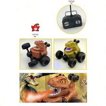 Dinosaurio de Stunt RC Veloz - T-Rex con Rotación 360°, Luces, Baterías Incluidas para Niños - Marrón - Ver 4