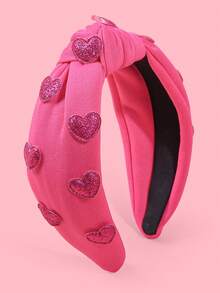 1 件情人节闪亮爱心结布艺发箍，适合女孩 - 粉色/红色发箍发饰 - 情人节庆祝的理想礼物，日常发饰 - 頭箍 - 查看 10