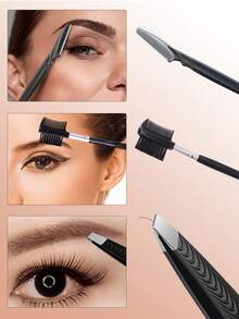 4pcs 1pc Black Eyebrow Trimmer 1pc Black Eyebrow Comb 1pc Black Thread Eyebrow Trimmer Tweezers 1pc Sharp Nose (Black) Eyebrow Trimmer Tweezers Eyebrow Trimmer Beginner Female Eyebrow Scraper Blade Women's Beauty Salon Special Eyebrow Trimmer, Hair Trimmer, Novice Eyebrow Trimmer, Eyebrow Clipper - Multicolor - View 5