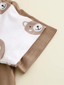 Summer Baby Boy Cute Cartoon Bear Print Short Sleeve Romper + Hat + Bib, Suitable For Indoor And Outdoor Wear - Multicolor - View 5