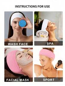 1pc Adjustable Women's Spa Facial Headband, Shower & Makeup Hair Tie Suitable For Washing Face, Soft Towel & Hair Styling Accessory Accessories - 彩色 - 查看 6